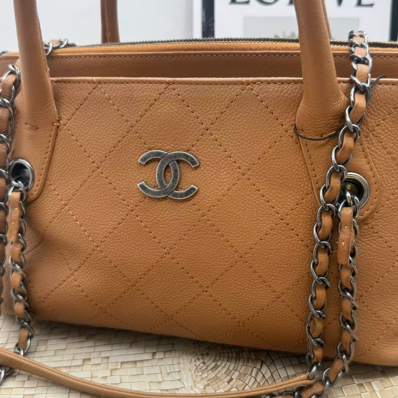 Chanel Two-Way Bag Tan Quilted Leather 2017