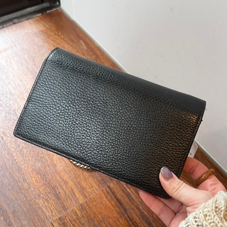 Gucci Interlocking Leather Chain Shoulder Bag Black - AF