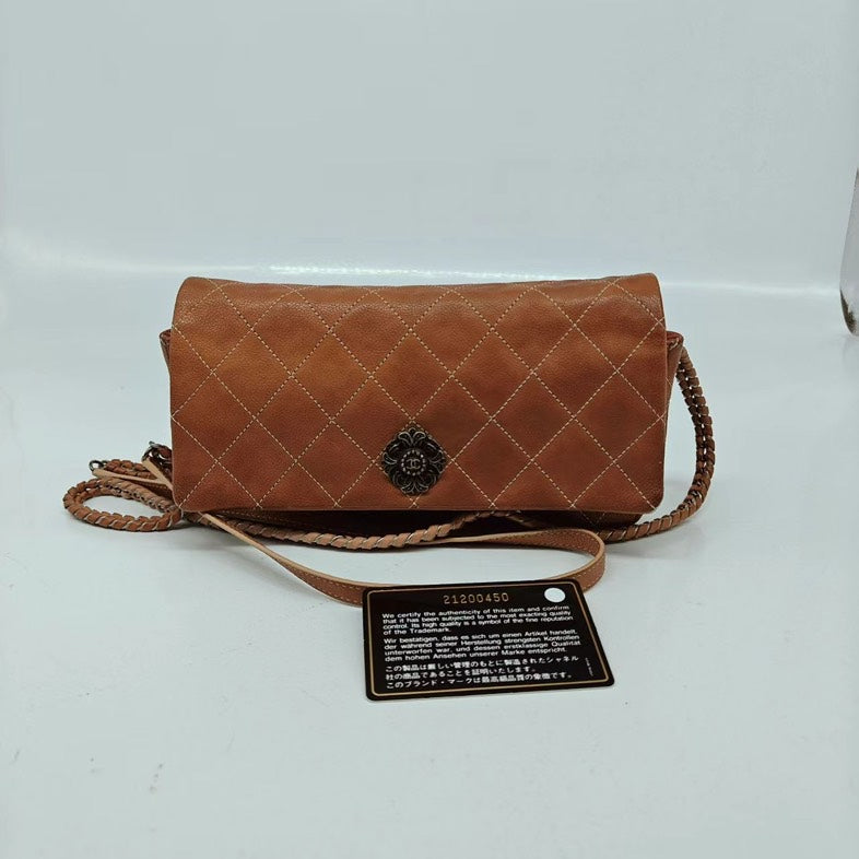 Chanel Classic Flap Crossbody Brown Leather Bag