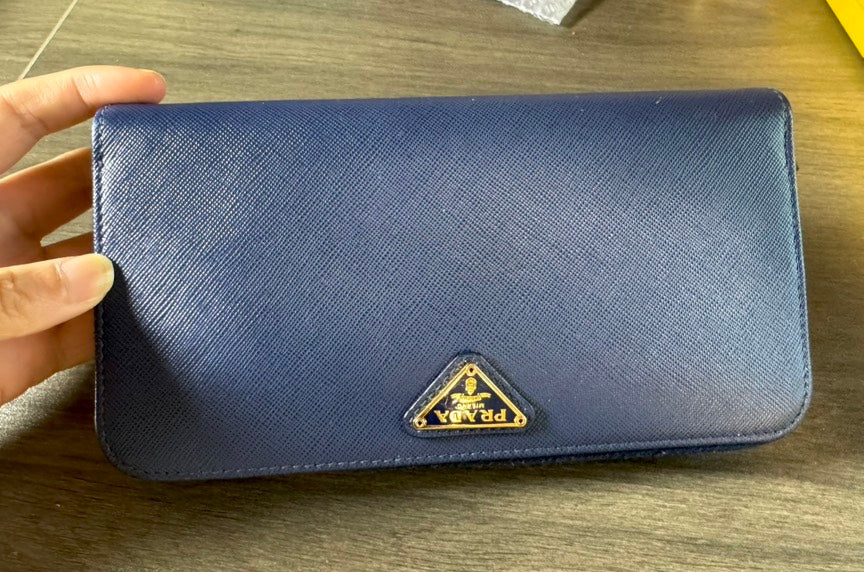 Prada Deep Blue Leather Wallet