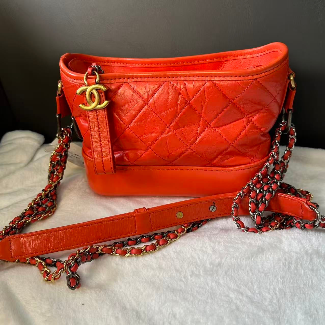 Chanel Gabrielle Small Crossbody Bag Red Leather 2018