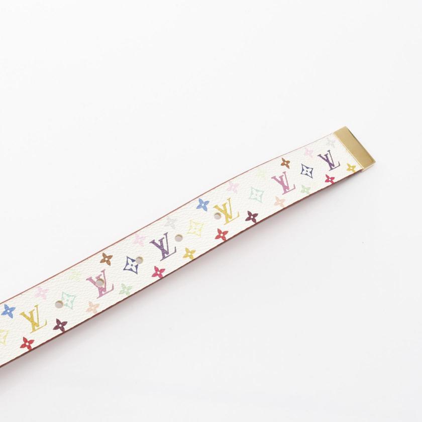 Pre-loved LOUIS VUITTON ceinture carre monogram multicolor Bron belt PVC white gold hardware 2118300079577