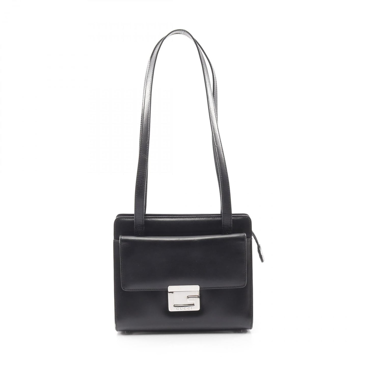 Pre-loved GUCCI G logo Shoulder bag leather black 2101219274249