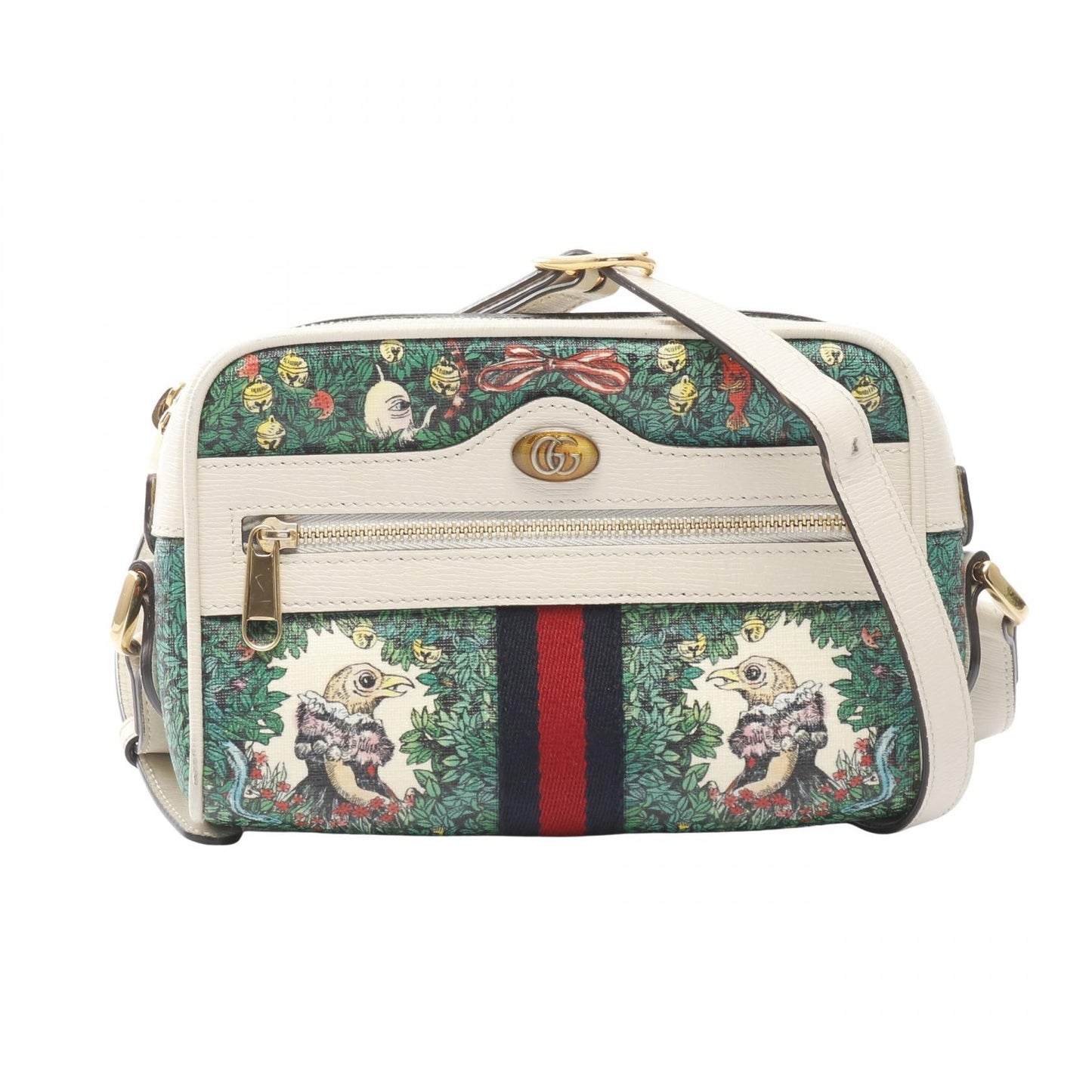 Pre-loved GUCCI GUCCI ??Yuko Higuchi Ophidia Shoulder bag PVC leather off white green multicolor 2120900063665