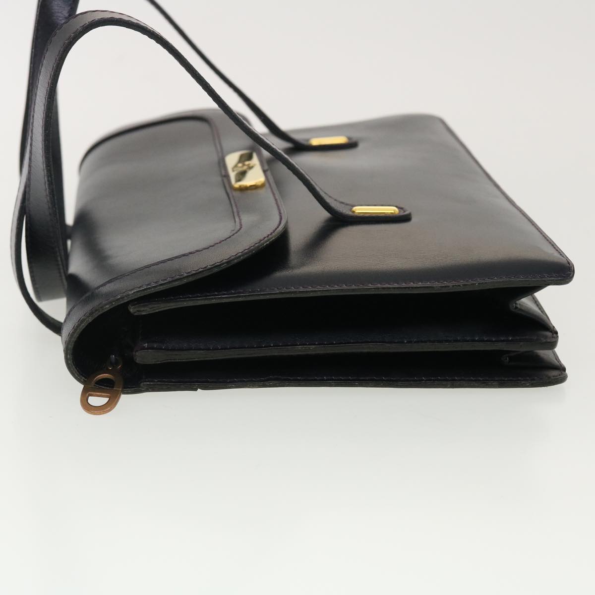 CHRISTIAN DIOR Shoulder Bag Leather Navy rd4751