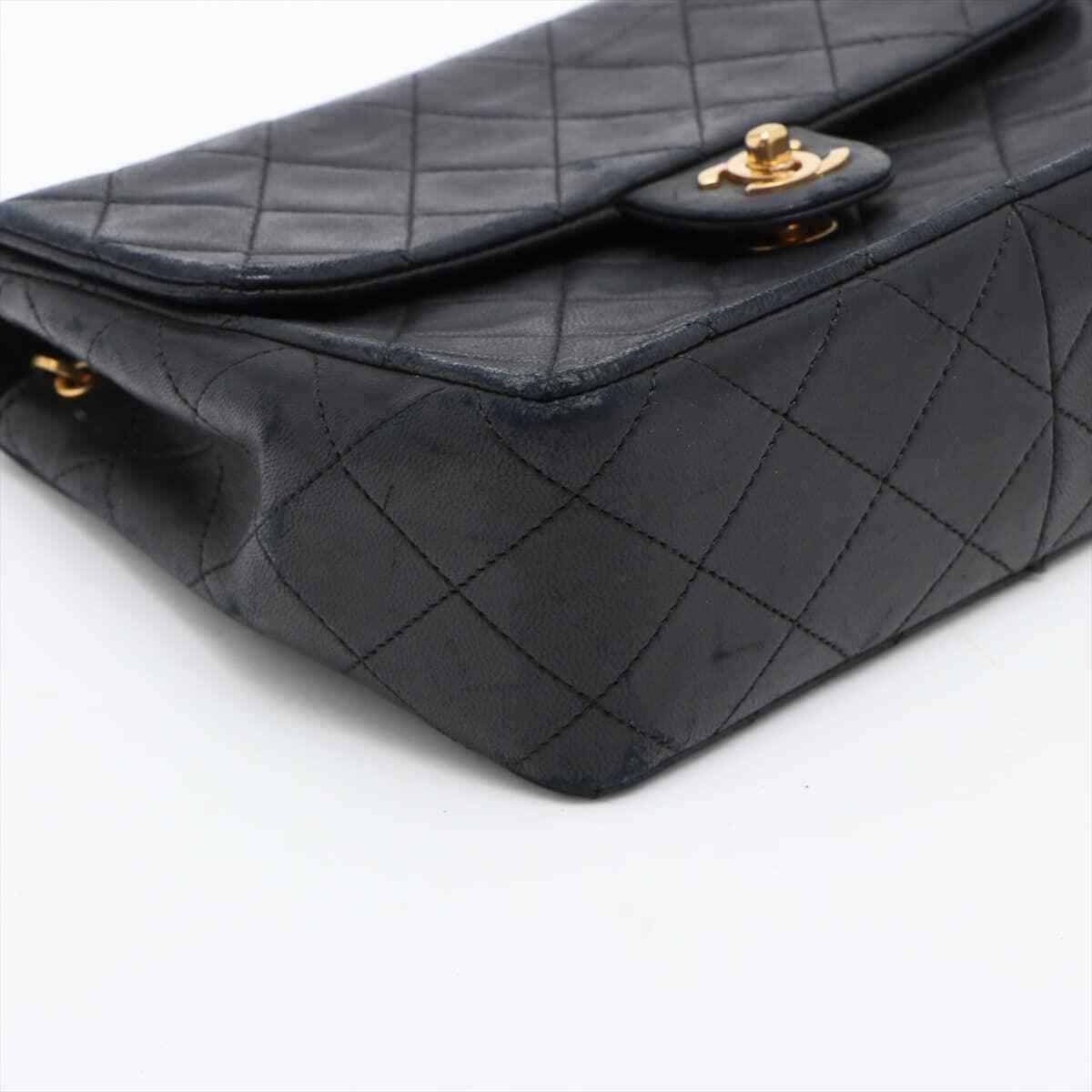 Chanel Mini Matelasse Lambskin Single Flap Single Chain Bag Black Gold Metal