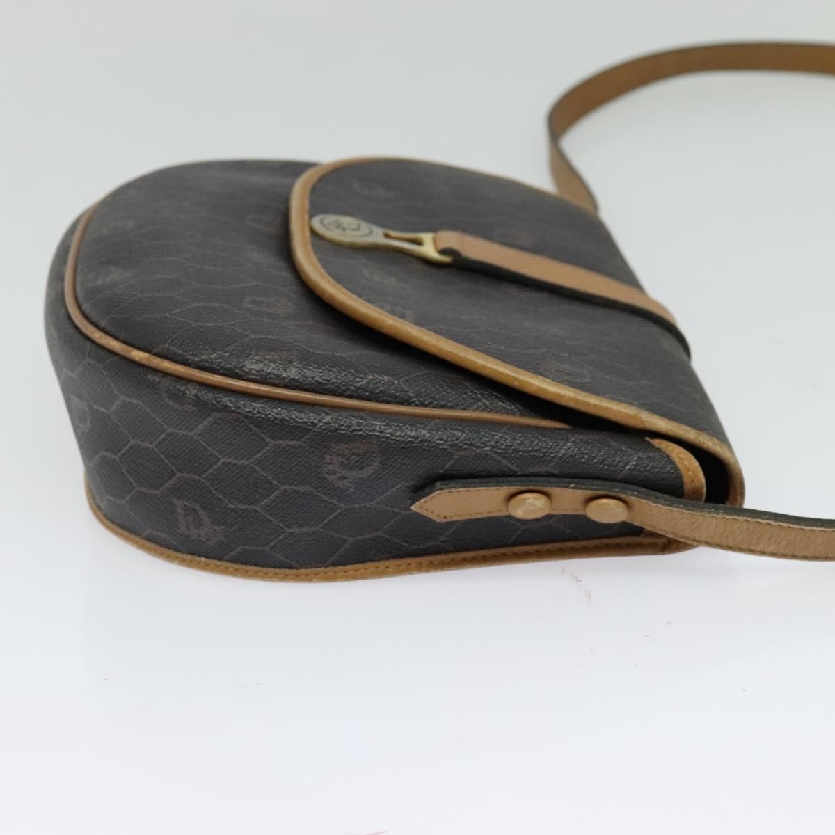Christian Dior Honeycomb Flap Crossbody Bag Canvas And Leather Black Canvas Bag ()