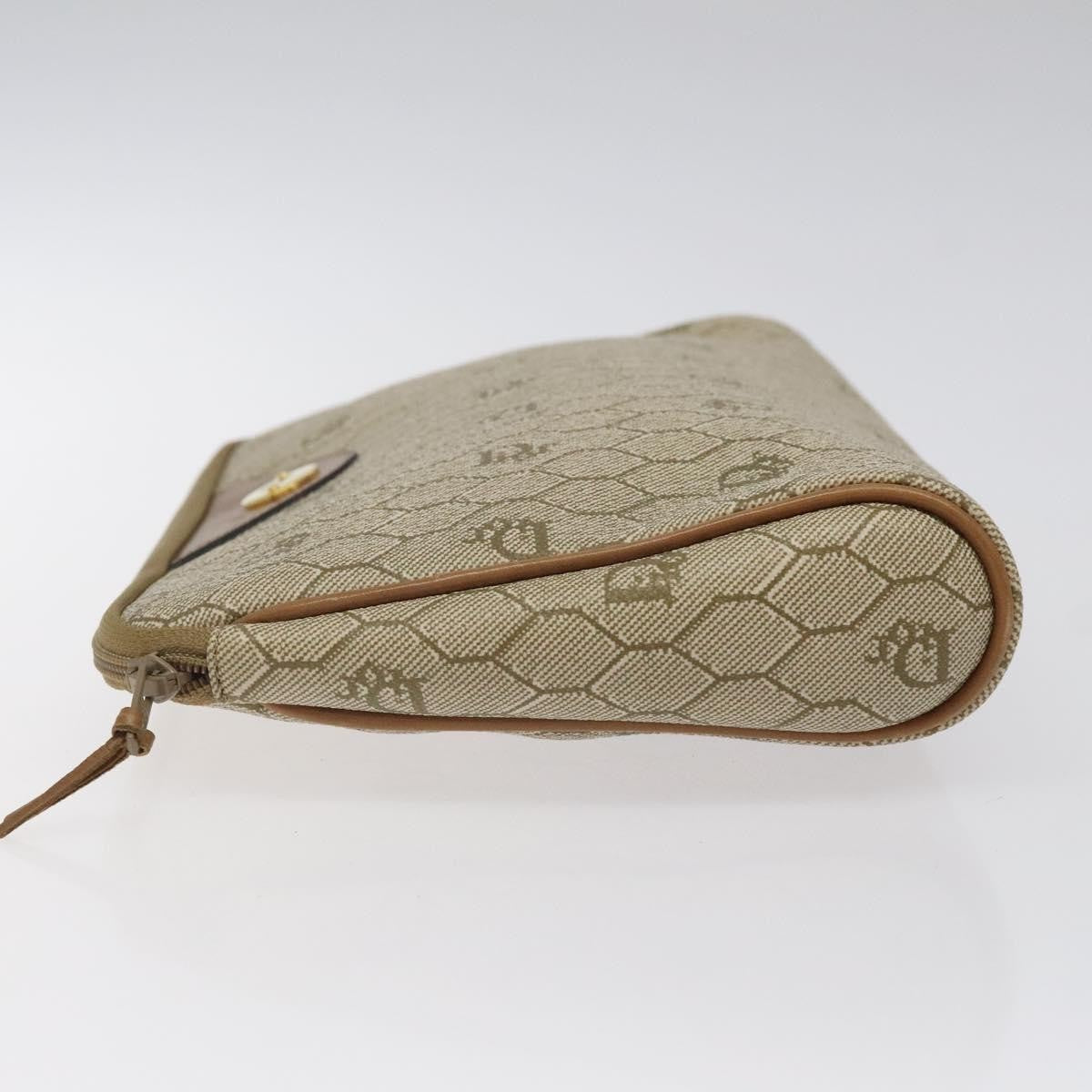 Christian Dior Honeycomb Zip Pouch Coated Canvas Beige Pvc Clutche & Pouche Bag ()