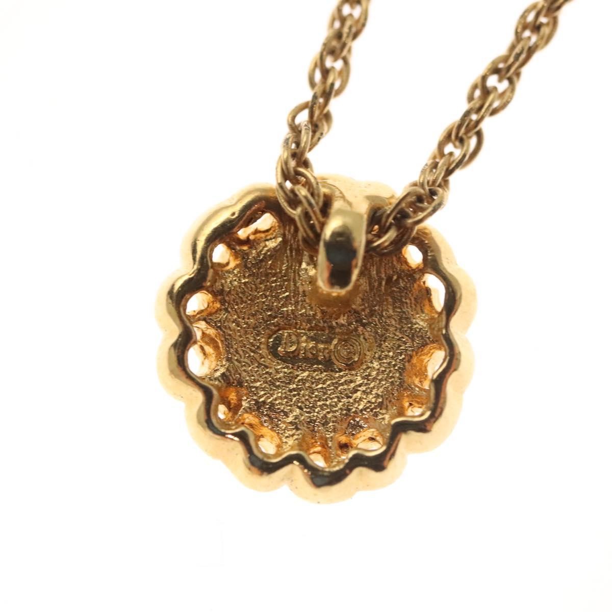 Christian Dior Cd Round Pendant Necklace Metal Gold Metal Jewelry ()