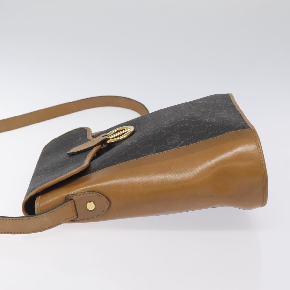 Christian Dior Honeycomb Flap Crossbody Bag Canvas And Leather Black Canvas Bag ()