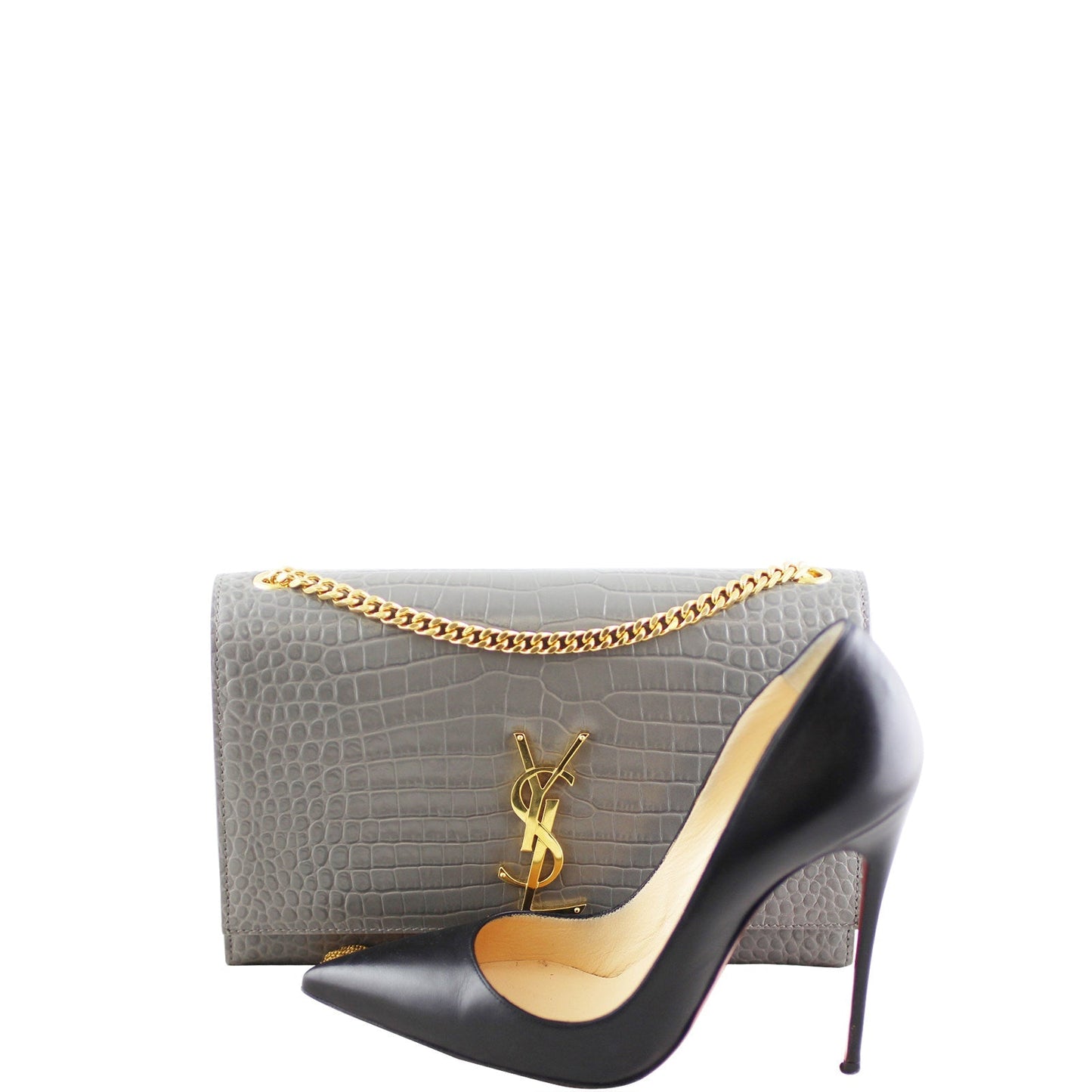Saint Laurent Kate Medium Tassel Satchel Crocodile Embossed