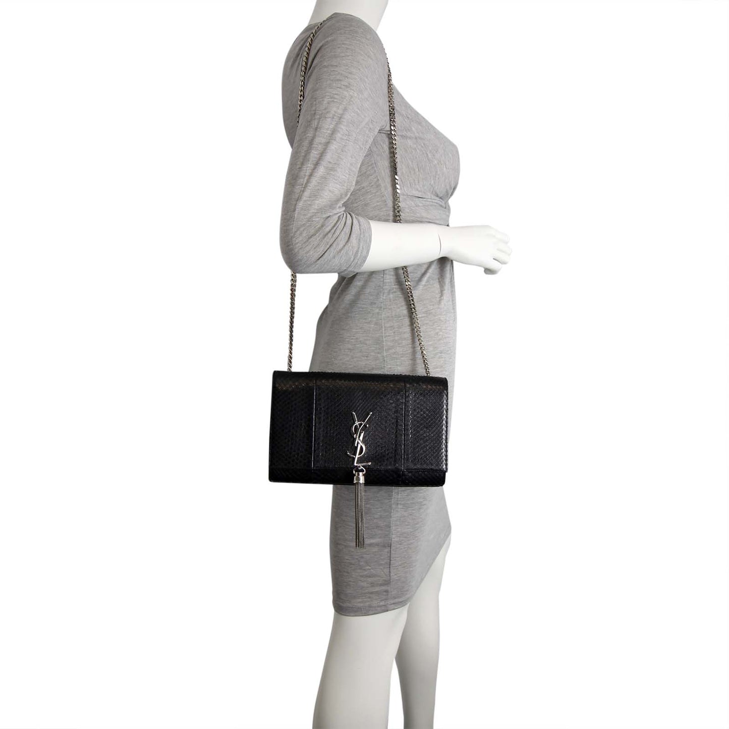 Saint Laurent Classic Medium Kate Tassel Satchel Python