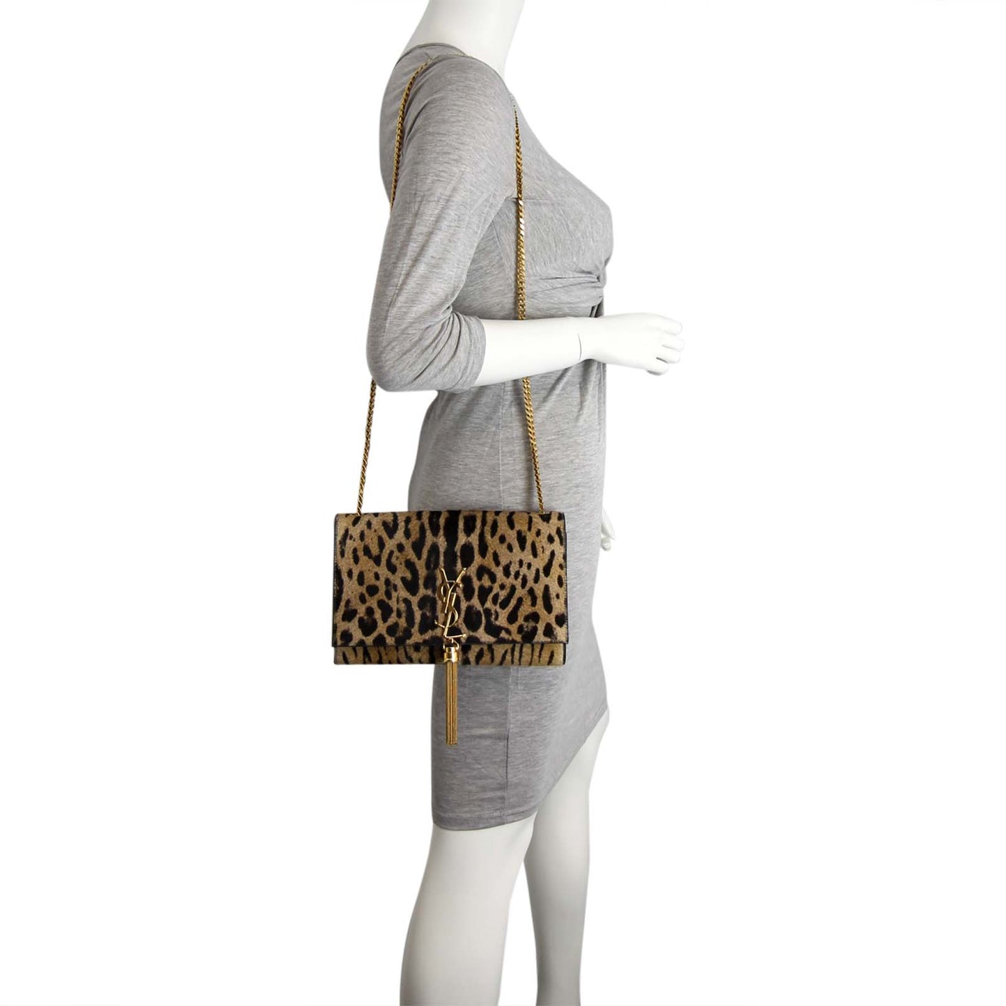 Saint Laurent Classic Medium Kate Tassel Satchel Leopard Print Calf Hair