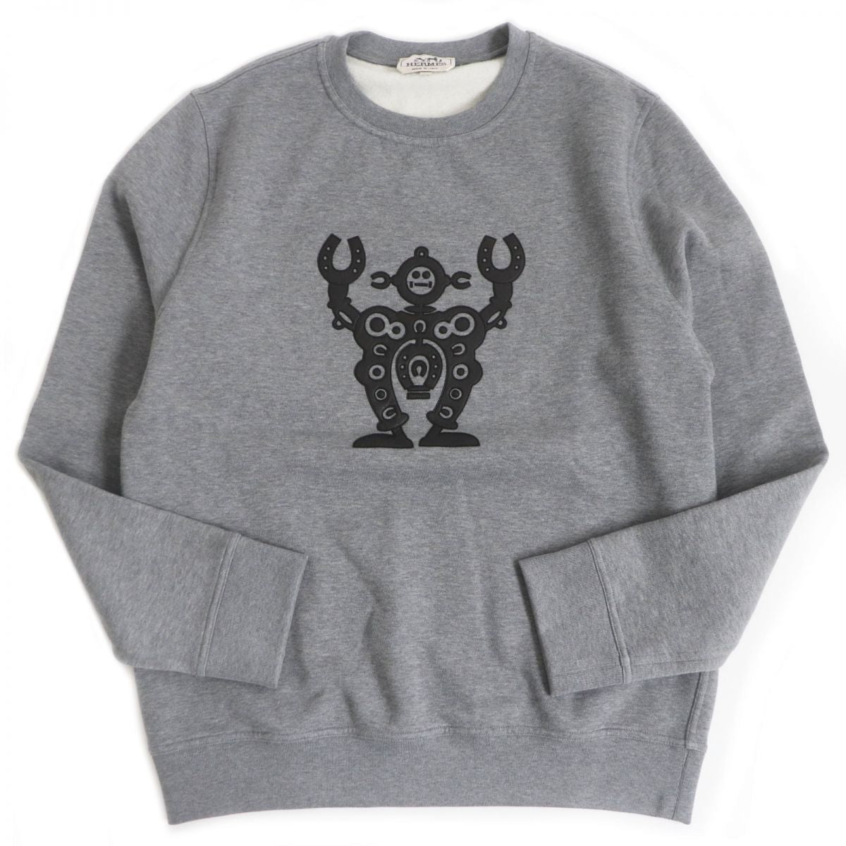 HERMES sweat Main: 100% cotton, Part: Sheepskin, Part: 90% cotton, Part: 10% polyurethane gray mens M d
