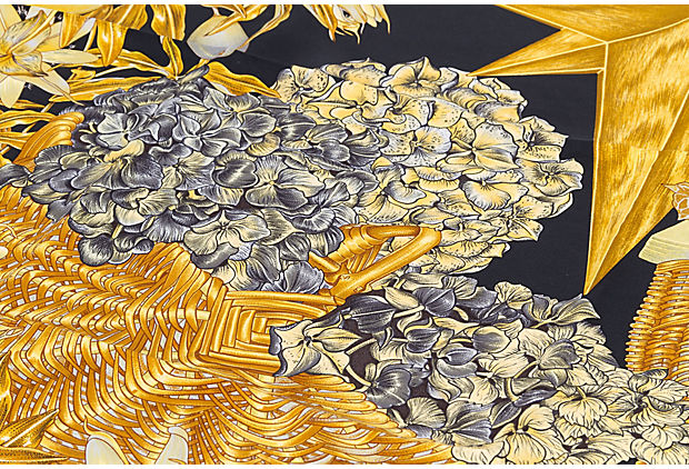 Hermes Black Passiflores Scarf