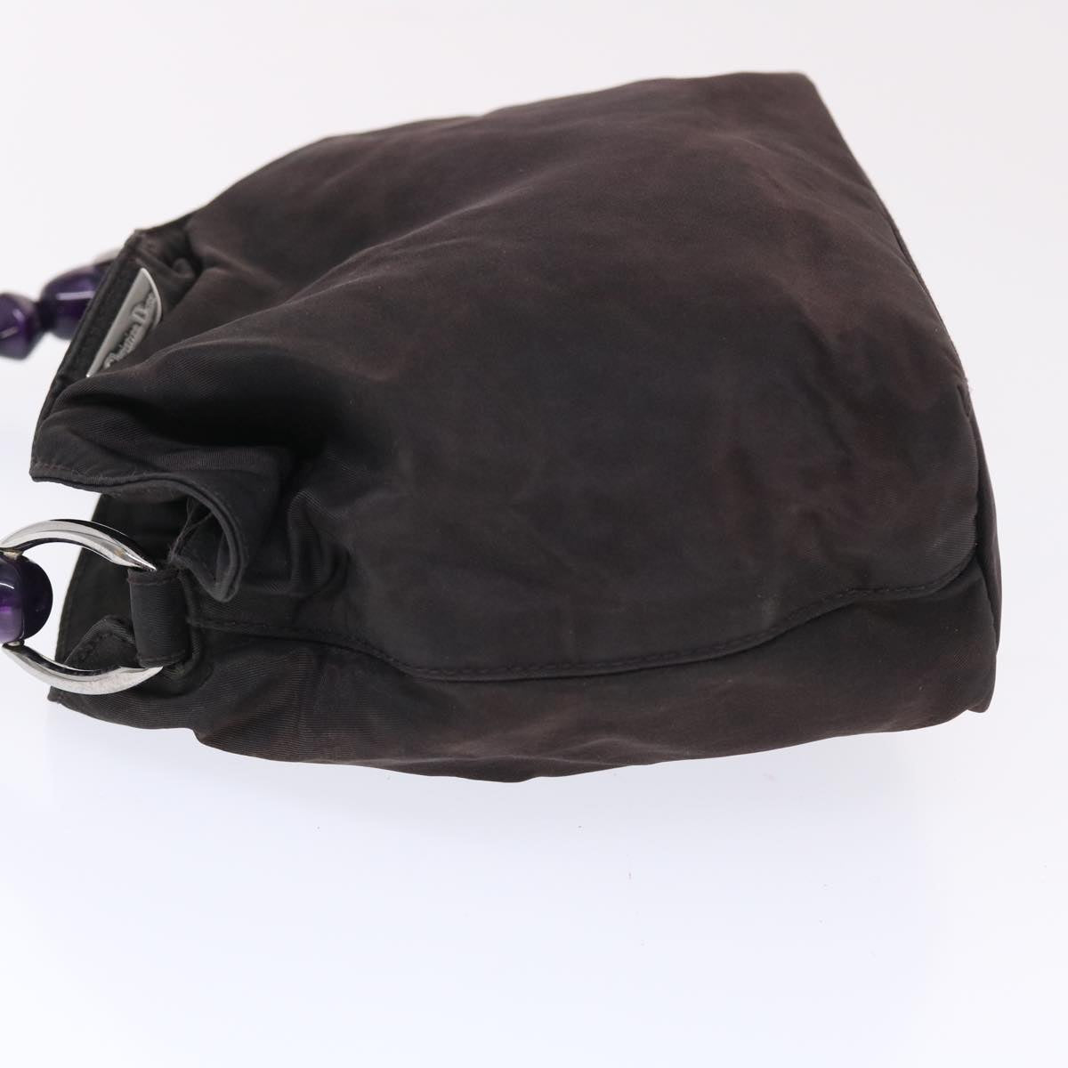 CHRISTIAN DIOR Maris Pearl Hand Bag Nylon Purple yb286
