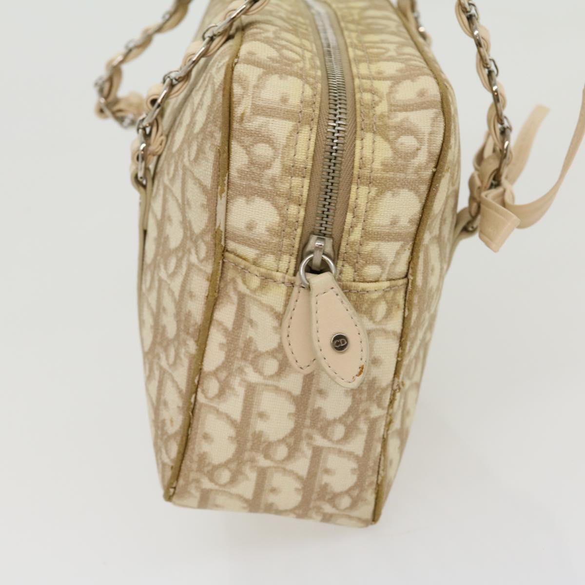 CHRISTIAN DIOR Trotter Canvas Hand Bag PVC Leather Beige yk4818