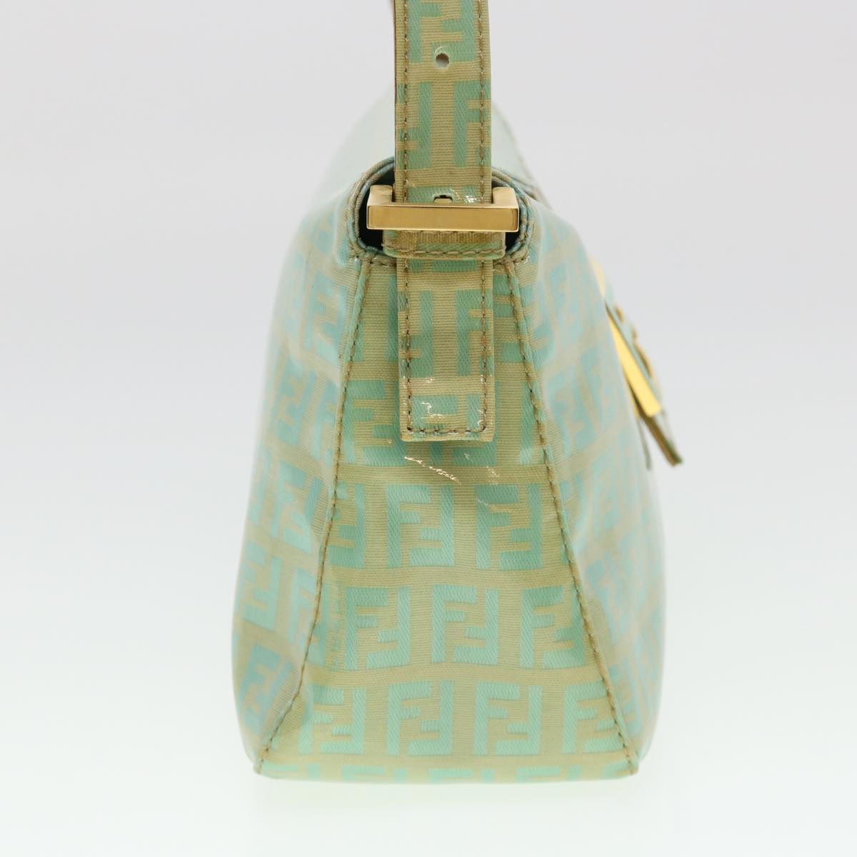 FENDI Zucchino Mamma Baguette Shoulder Bag Coated Canvas Light Blue yk6594B