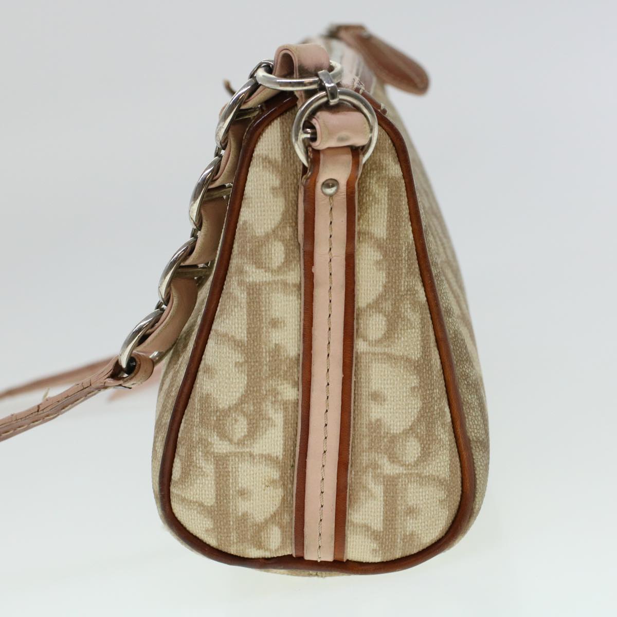 CHRISTIAN DIOR Trotter Canvas Shoulder Bag Beige yk6960