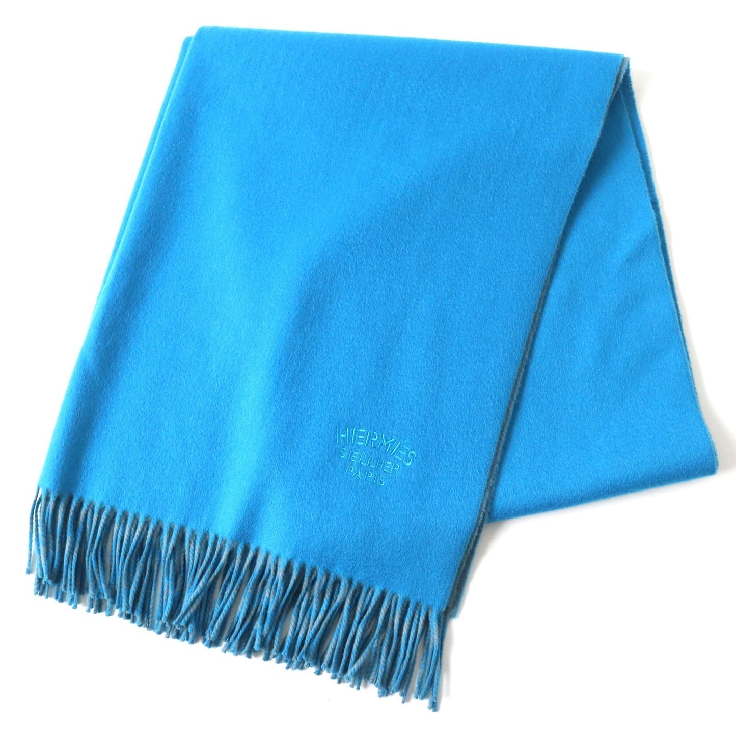 HERMES shawl Main: 100% cashmere Blue type Women  d