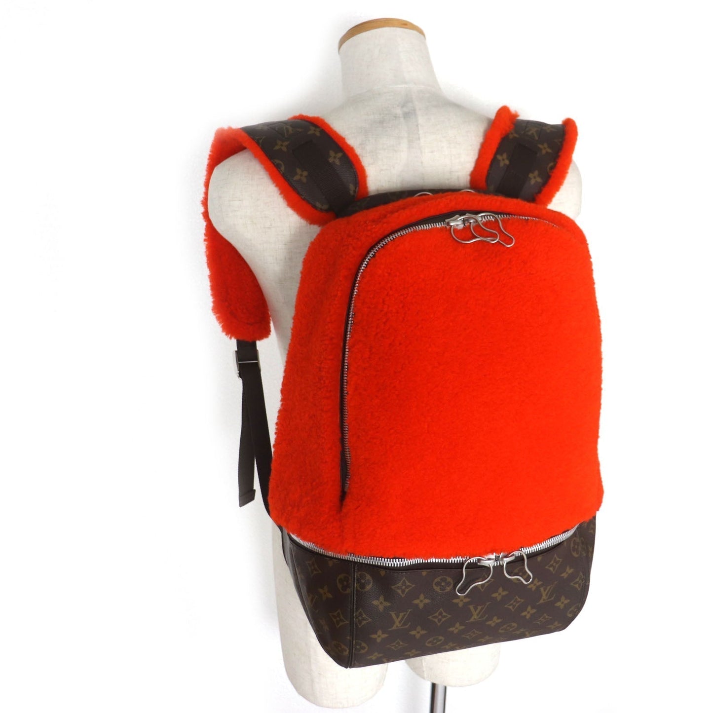 LOUIS VUITTON Backpack M40277 Monogram canvas x fleece/sheepskin Orange Monogram 2014 Celebrating Monogram Sac a do Bosphore mens  d