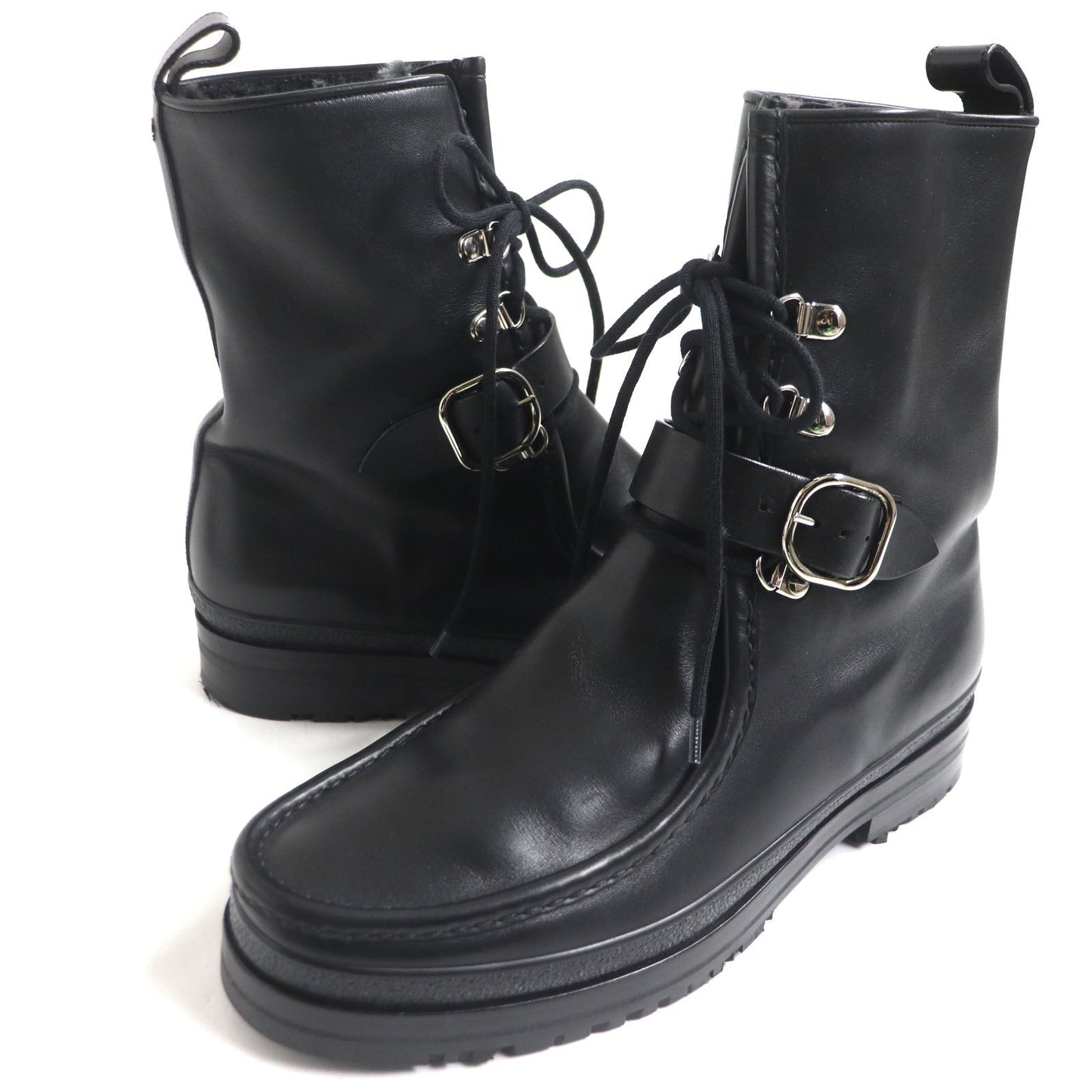 HERMES boots Main: Leather black mens 39.5  d
