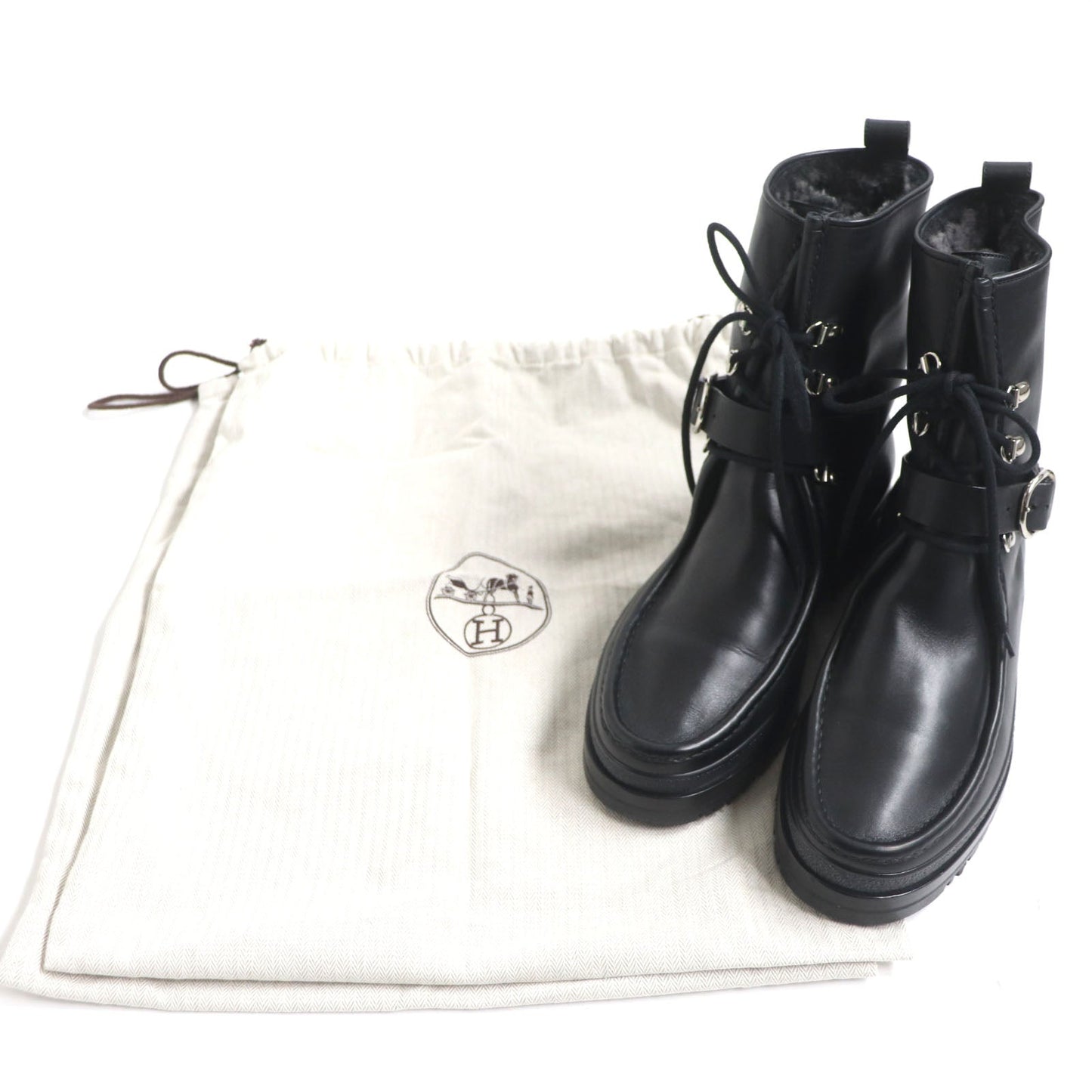 HERMES boots Main: Leather black mens 39.5  d