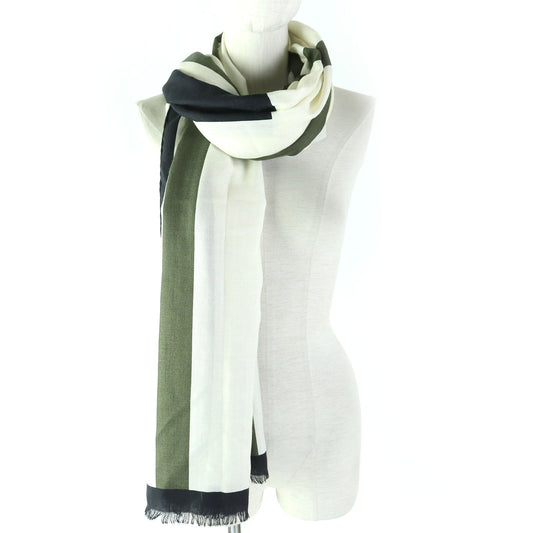 HERMES shawl cashmere Black White Khaki