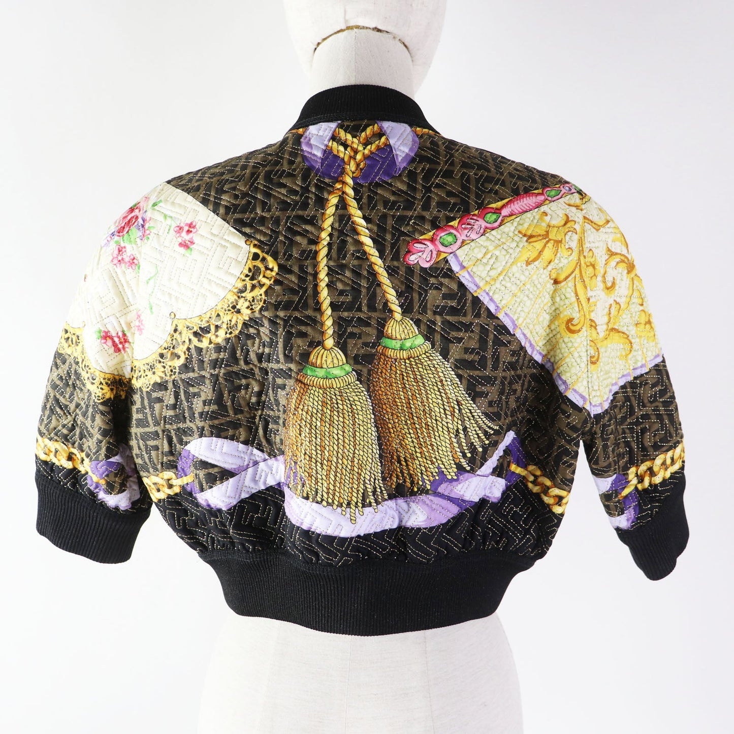 FENDI Blouson FJ7258 Outer: 100% silk, Filling: 69% polyester, Filling: 27% nylon, Filling: 4% polyurethane, Lining: 100% silk Black type Multi Women 40