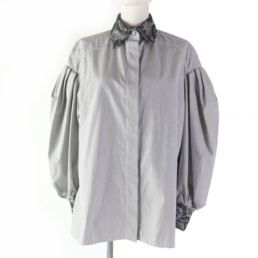 FENDI Long sleeve shirt Main: 100% cotton, some: 51% nylon, some: 27% rayon, some: 22% cotton Black Grey Women 36