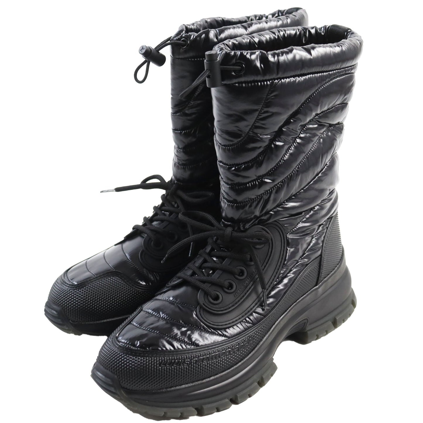 LOUIS VUITTON boots Nylon, Rubber black 2054 lines mens 7