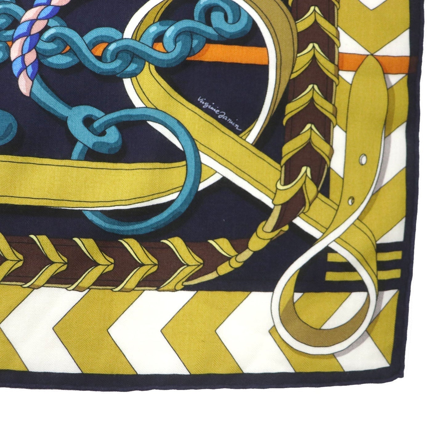 HERMES Stall Main: 70% cashmere, Main: 30% silk Navy type Women  d