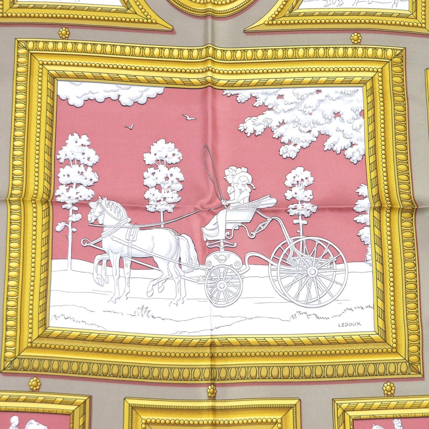 HERMES Stall Main: 100% silk Smokey pink Carre90 Women  d