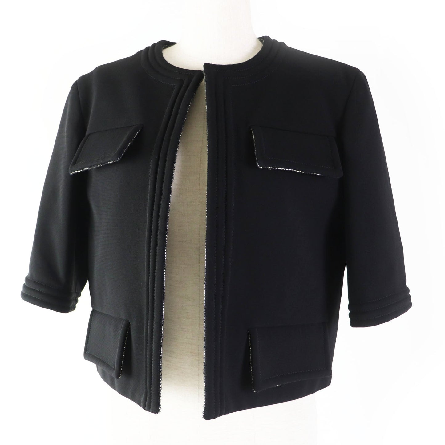 Chanel COCO Mark Plate Collarless Jacket Rayon Jacket