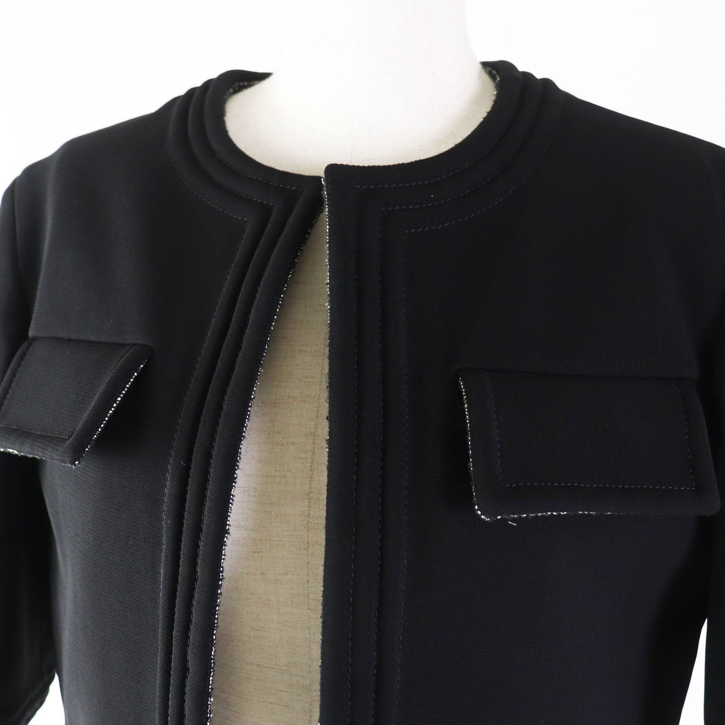 Chanel COCO Mark Plate Collarless Jacket Rayon Jacket