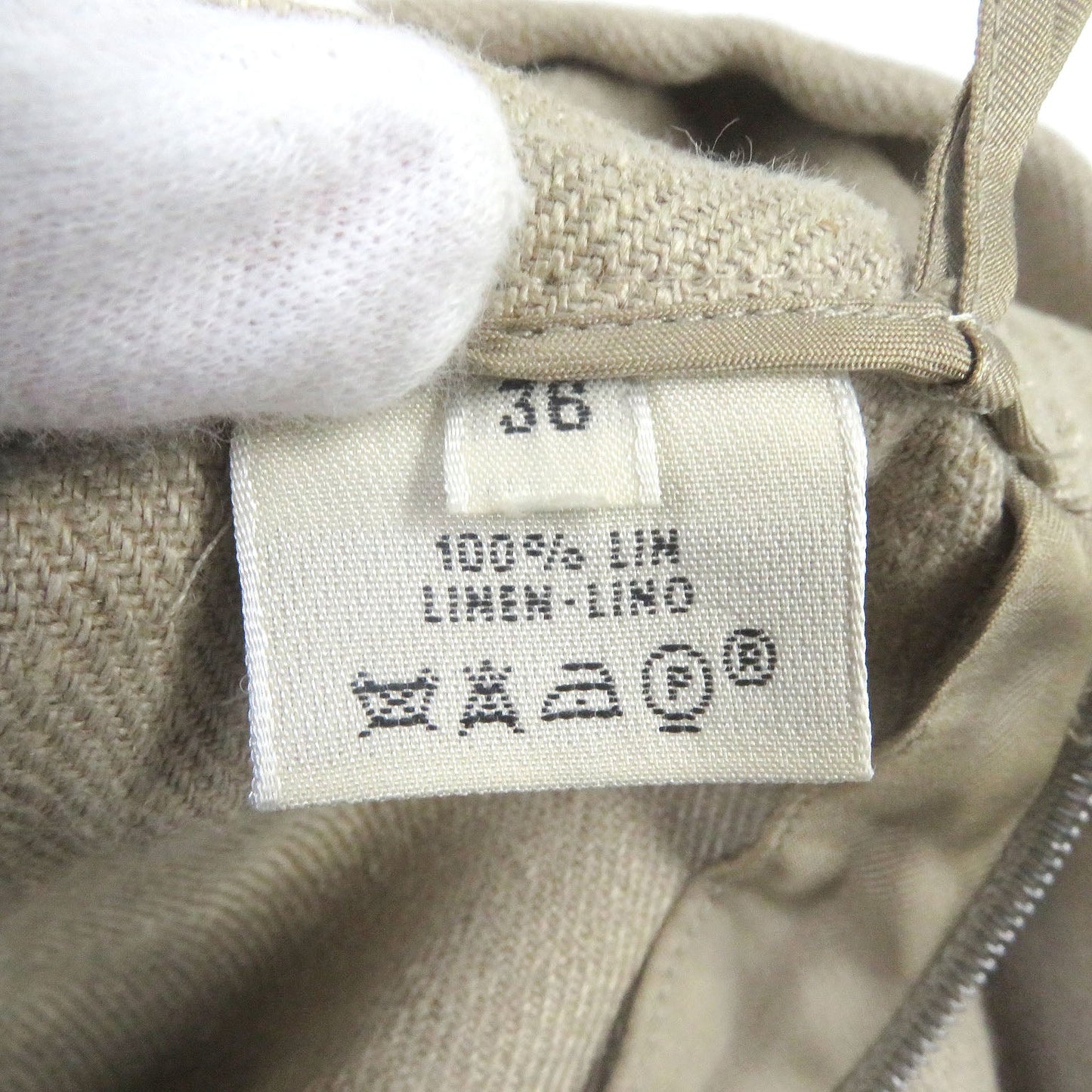 HERMES Tight Skirt Main: 100% linen beige Women 36  d