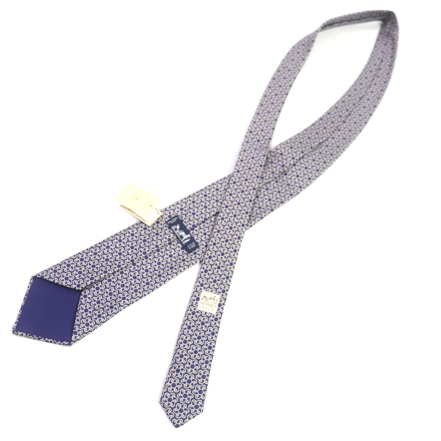HERMES tie 005367T-02 silk blue Clavat