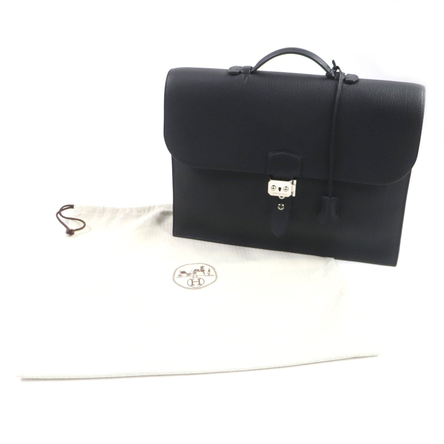 HERMES Briefcase Togo black Sac Adepeche 38 mens  d