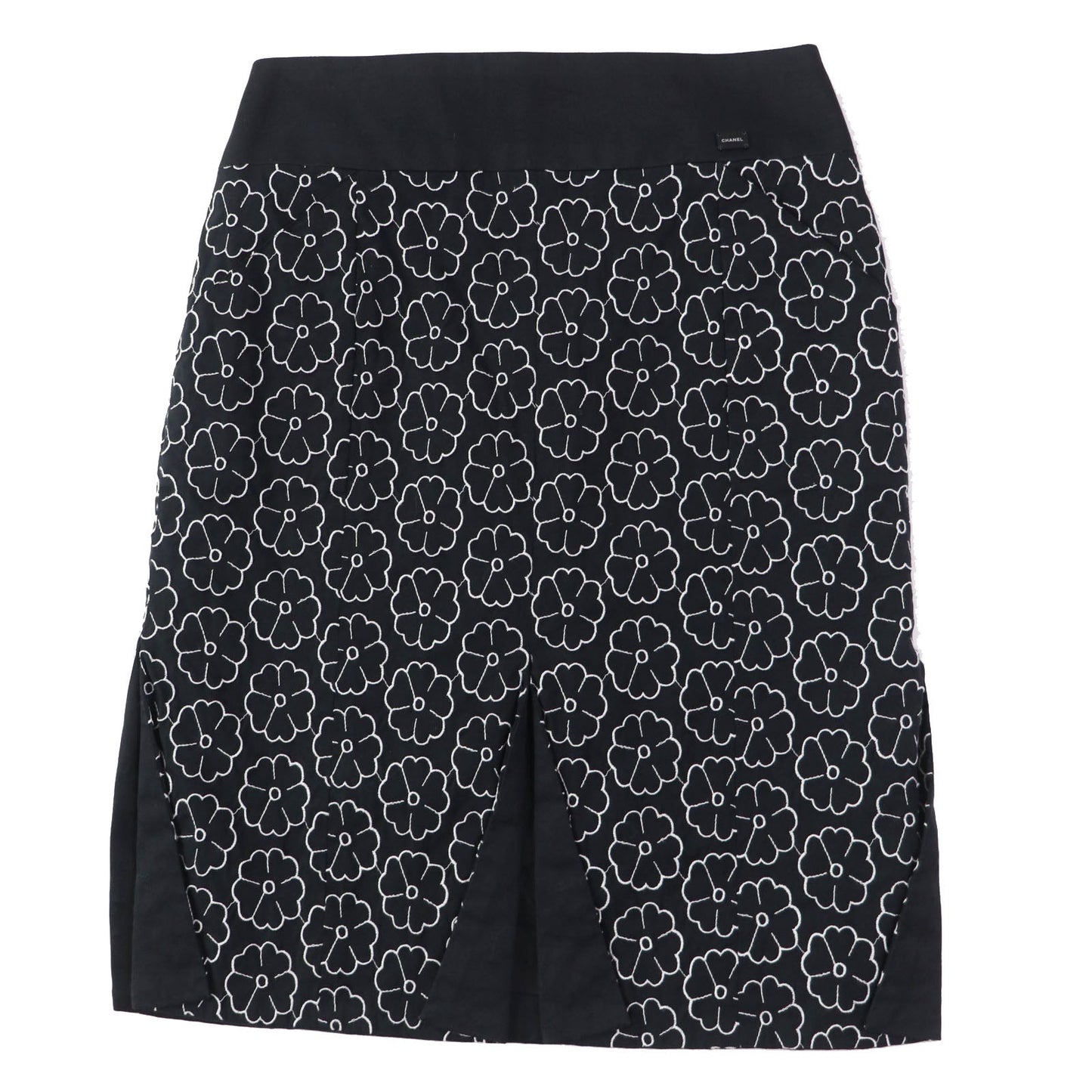 CHANEL skirt 04P P22950 Outer material: 78% cotton, Outer material: 17% nylon, Outer material: 5% elastane (polyurethane), Part: 100% cotton Black White Women 36