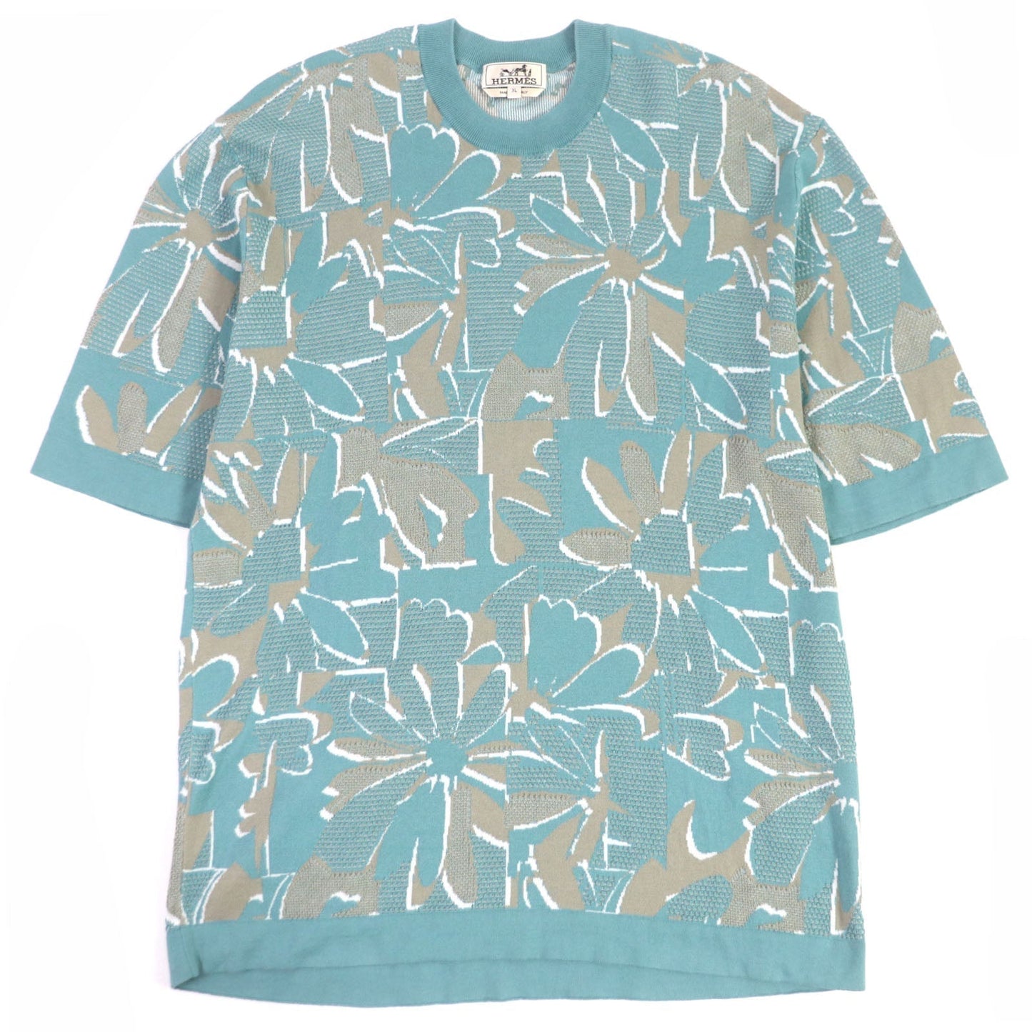 HERMES Short sleeve knit cotton Light blue XL