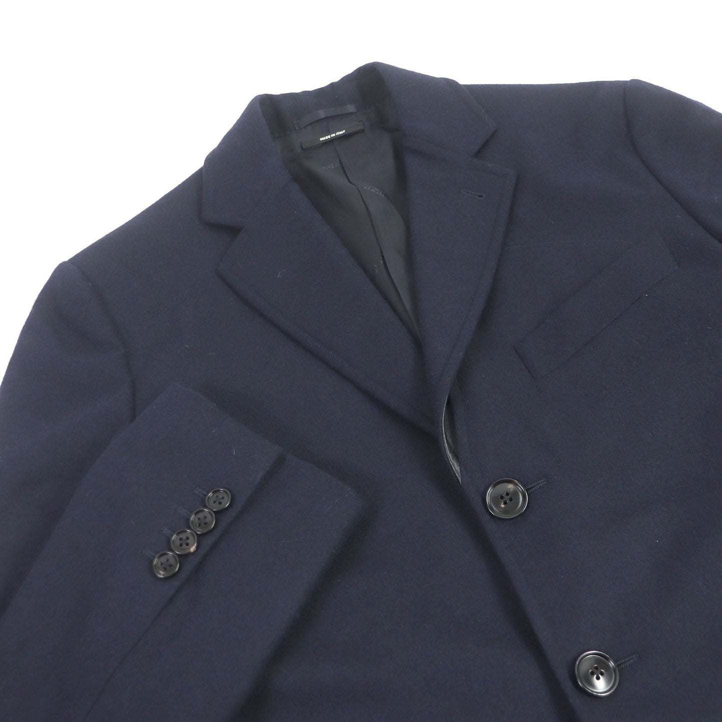 HERMES tailored jacket Outer: 100% wool, Lining: 100% cupra, Part: 100% cotton, Part: Lamb leather Navy mens 44  d