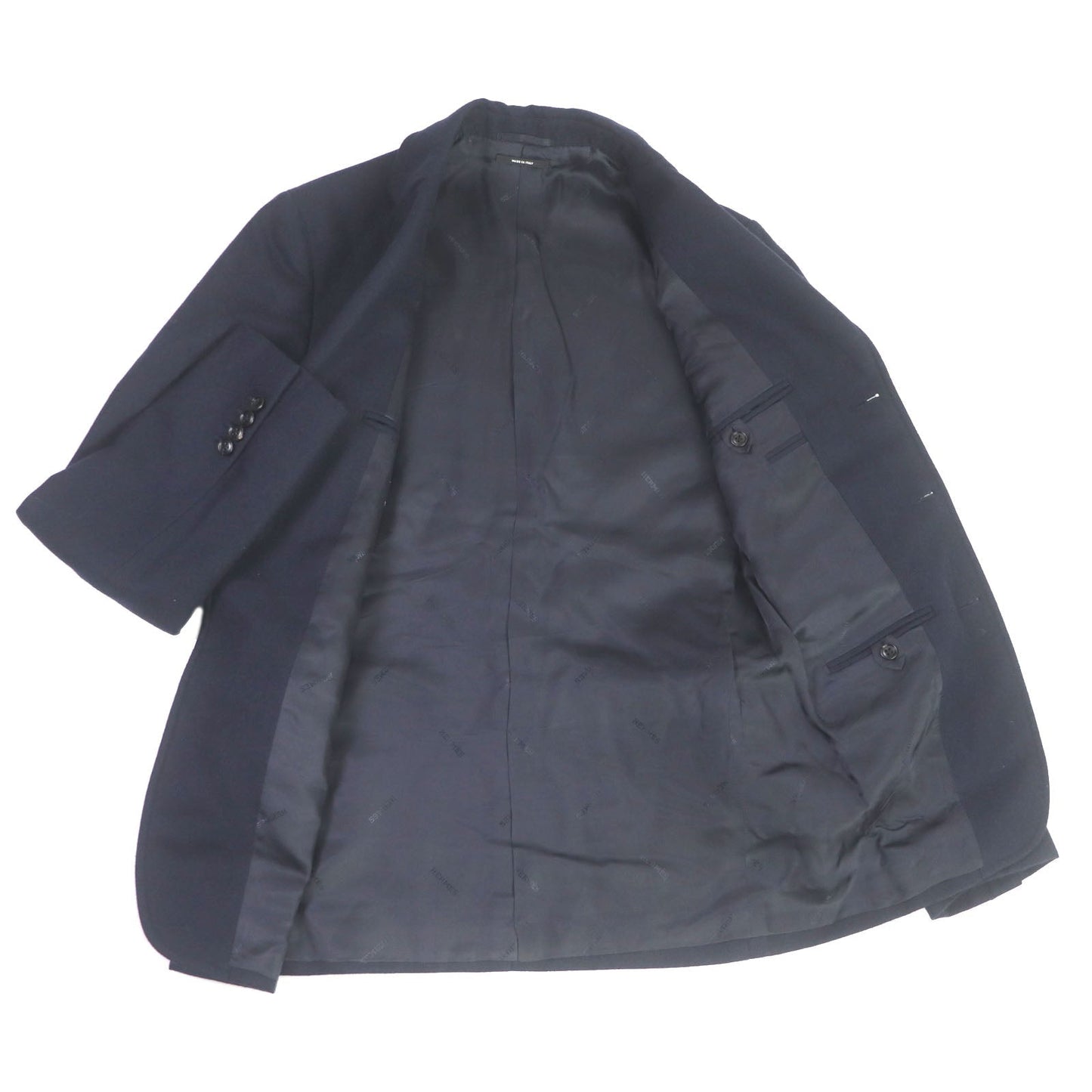 HERMES tailored jacket Outer: 100% wool, Lining: 100% cupra, Part: 100% cotton, Part: Lamb leather Navy mens 44  d