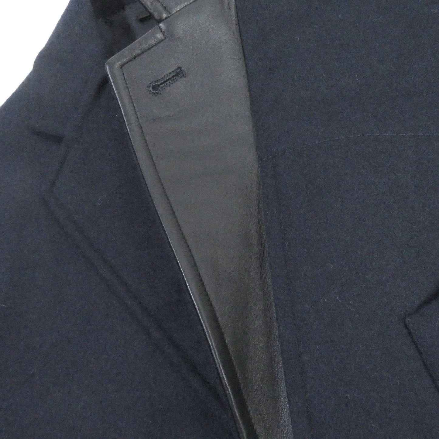 HERMES tailored jacket Outer: 100% wool, Lining: 100% cupra, Part: 100% cotton, Part: Lamb leather Navy mens 44  d