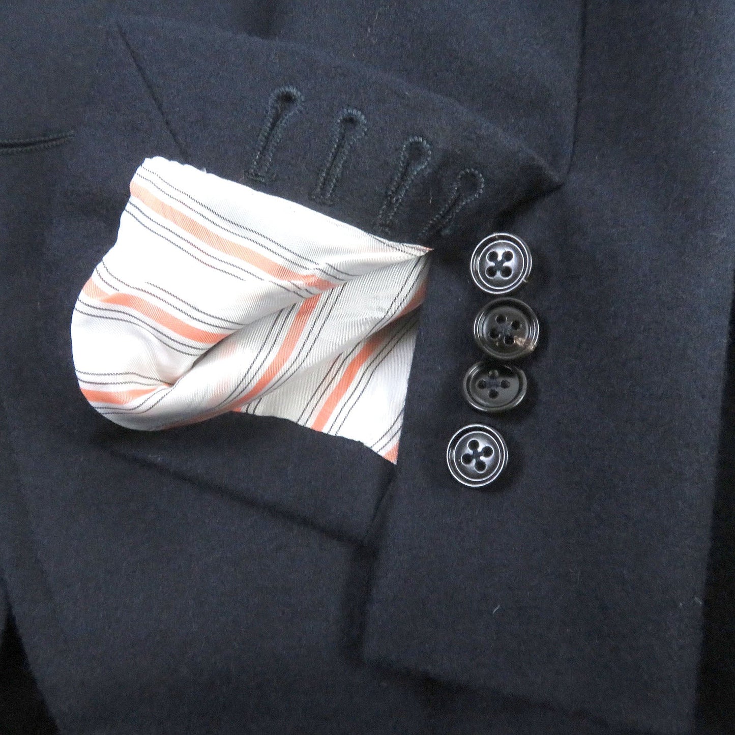 HERMES tailored jacket Outer: 100% wool, Lining: 100% cupra, Part: 100% cotton, Part: Lamb leather Navy mens 44  d