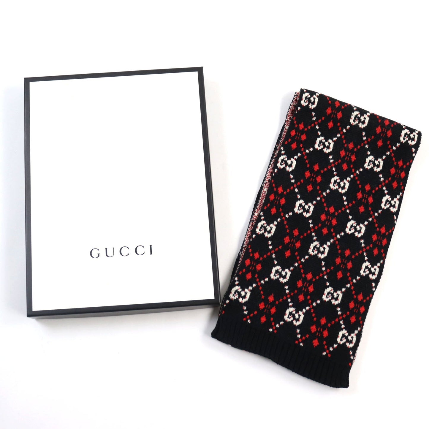 GUCCI Scarf Main: 64% cotton, Main: 36% wool Black type mens