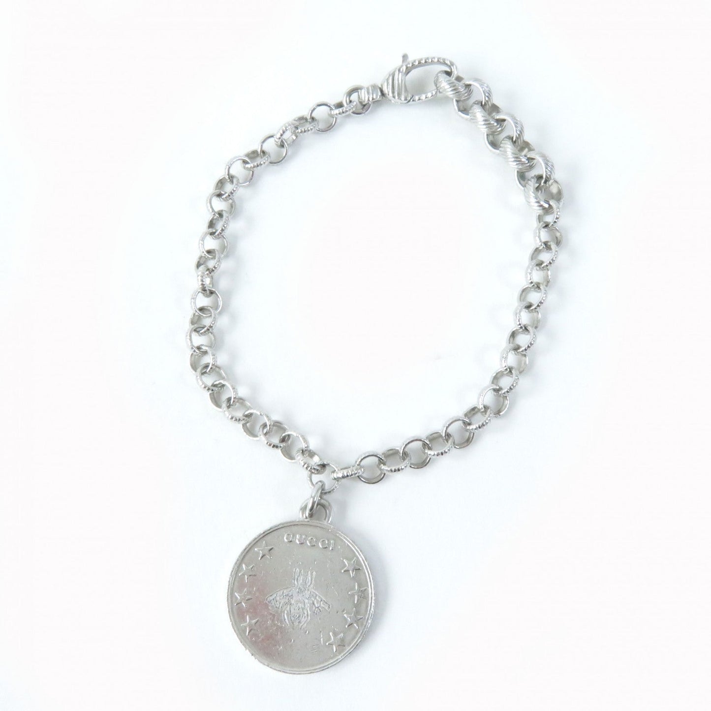 GUCCI bracelet 433499 Main�FAG925 Silver Interlocking G BEE Coin Women 18
