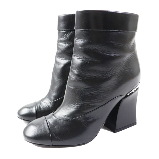 CHANEL Ankle boots 22A G39262 Shiny goatskin black 36 1/2C