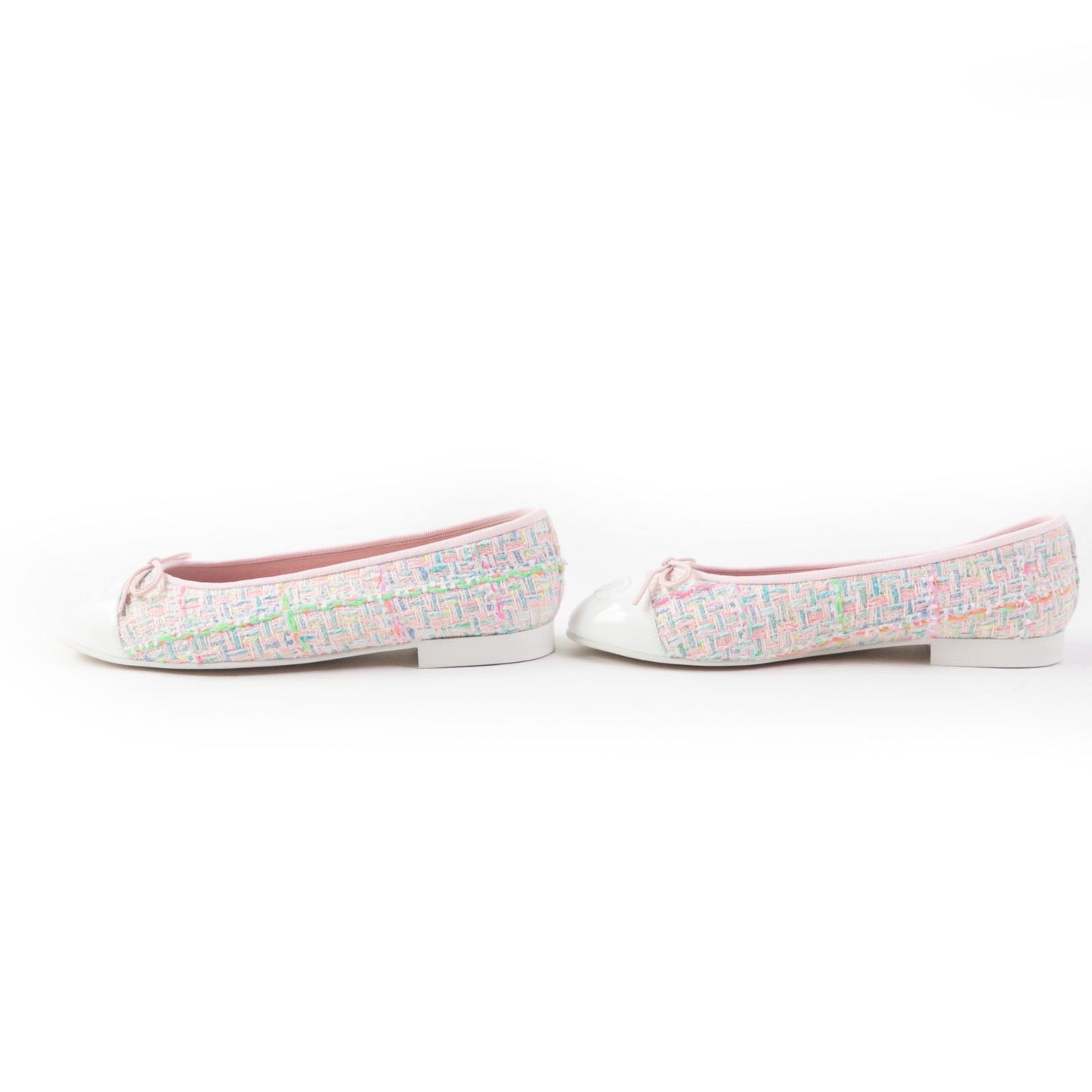 CHANEL Ballet shoes 24C G02819 cotton White mulch Ballet flats 38