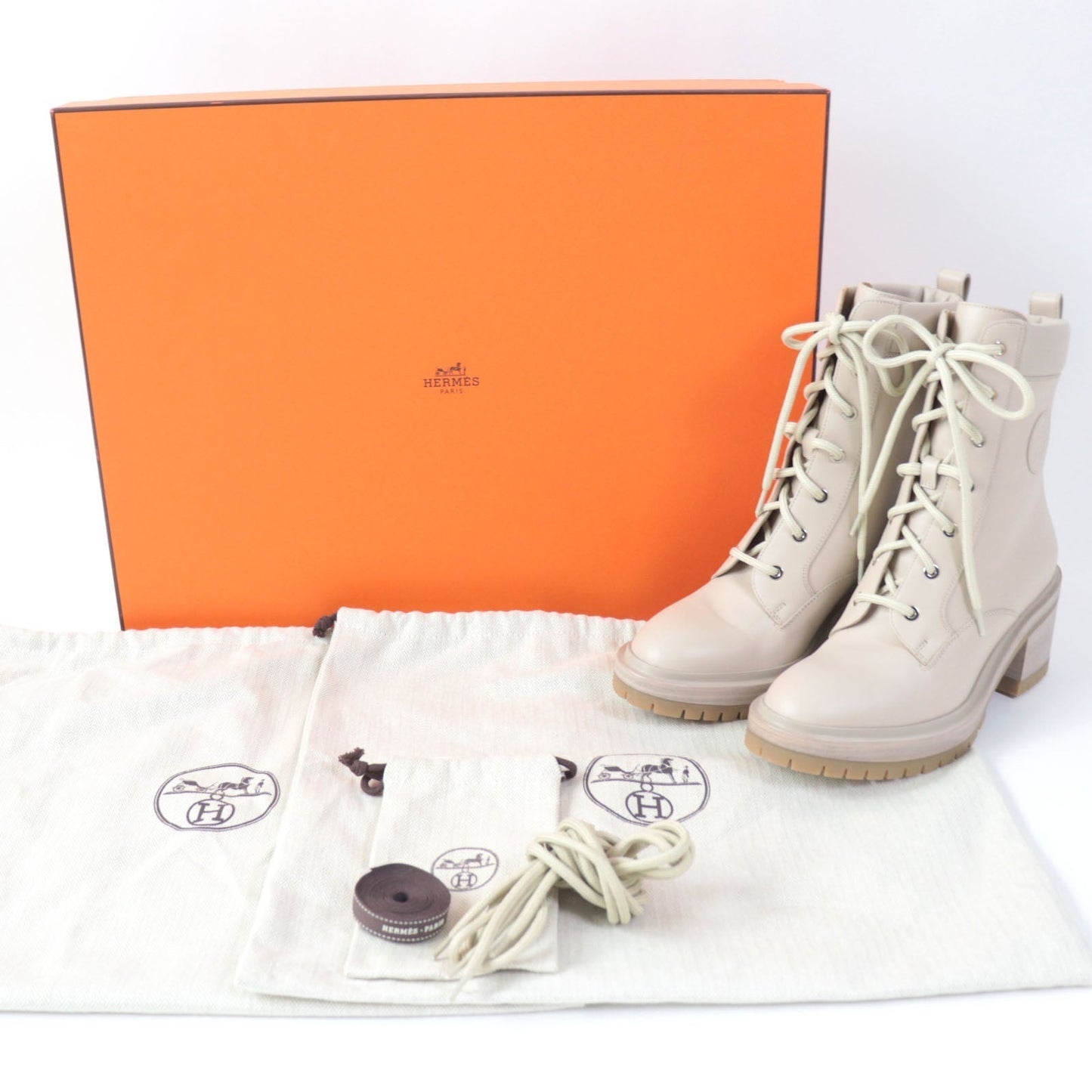 HERMES Ankle boots Main: Leather pink beige Women 37  d