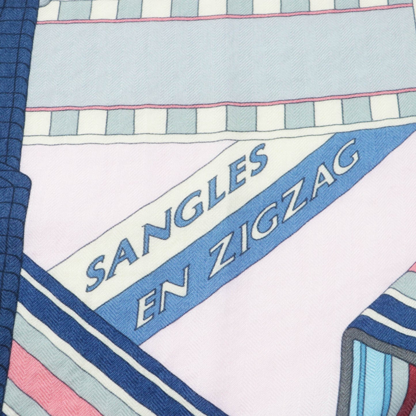 HERMES Stall SANGLES EN ZIGZAG ????????? cashmere Multi Carre140 Caregean